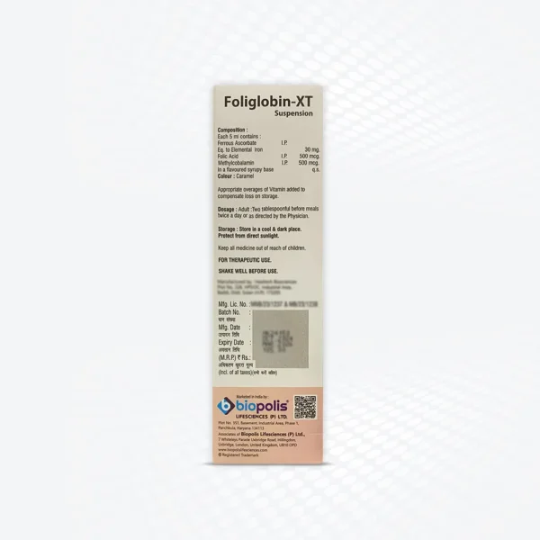 Foliglobin-XT Suspension 225ML Back