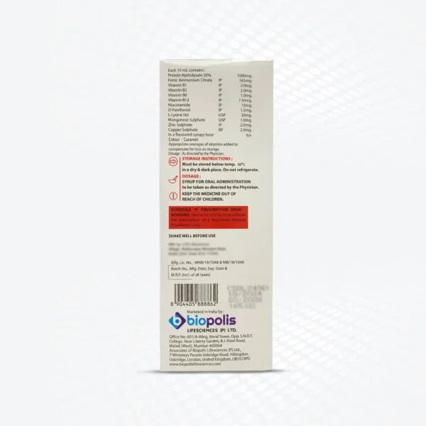Amintik+ Syrup 200ML Back