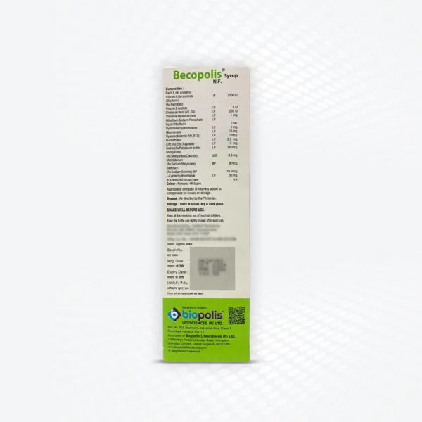 Becopolis N.F. Syrup 225ML Back